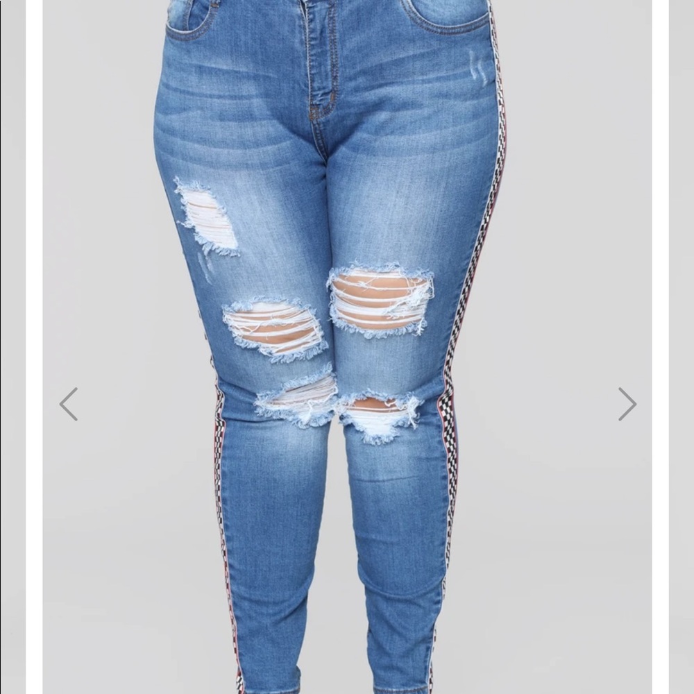 Plus Size Ripped Mid Rise Jeans - Picture 2 of 2